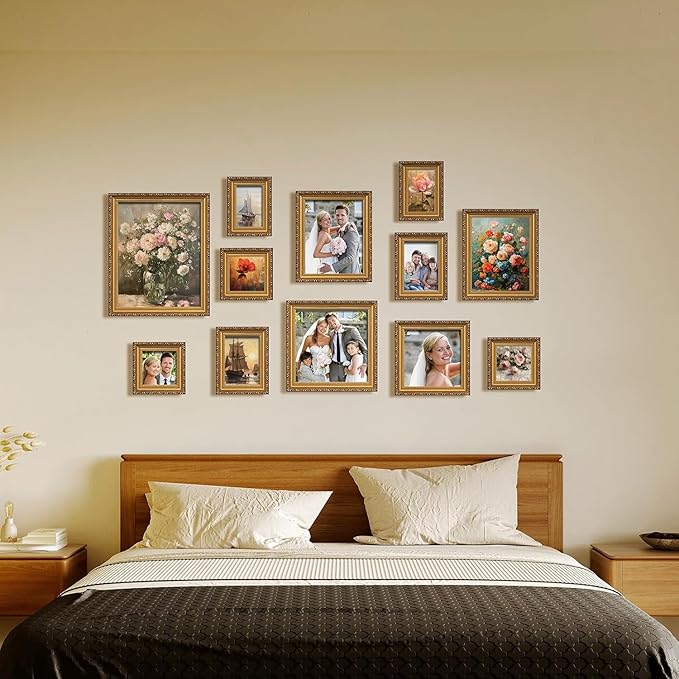 8×10 Picture Frame Gold - Picture Frames for Wall Hanging And Tabletop Display, Ornate Photo Frame for Poster,Vintage Frames,with Durable Plexiglass