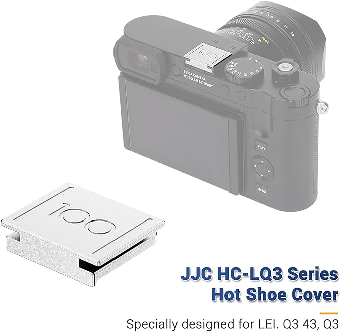 JJC Hot Shoe Cover for Leica Q3 43, Q3, Q2 Digital Camera, Aluminum Alloy Silver Shoe Mount Protective Cap with Bottom Silicone Pad, Full-Coverage Design Reduces Collisions & Scratches, Dustproof
