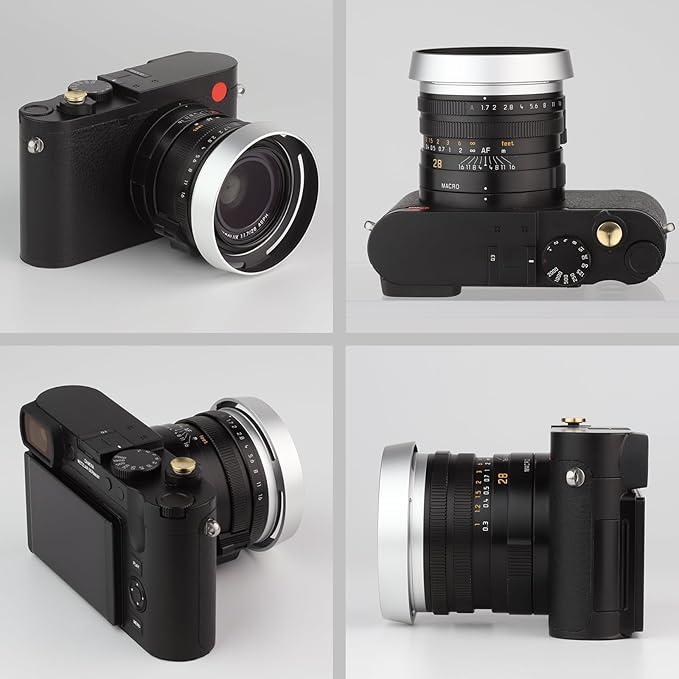 Haoge Metal Lens Hood Shade for Leica Q3 Q3 43 Q2 Q-P QP Q Typ 116 Typ116 Camera Silver LH-LQOS