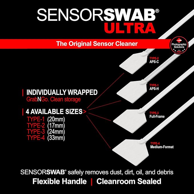 Sensor Cleaning Swab Kit - Eclipse Optic Cleaning Solution (0.5oz/15ml) + Type-4 Sensor Swab Ultra 33mm (Pack of 6) - for Medium Format CMOS and CCD Sensors - Dust & Oil Remover