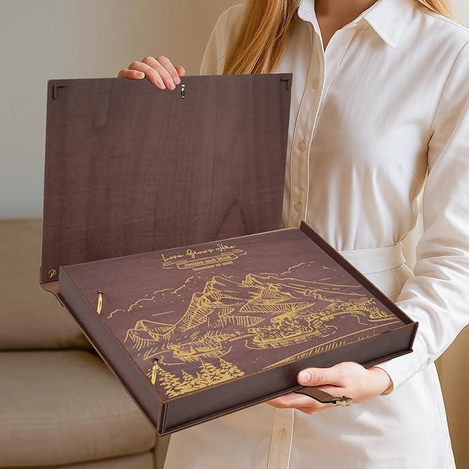 Custom Travel Photo Album, Personalized Wooden Scrapbook, Retro Wedding Photo Album, Couples Scrapbook Anniversary Birthday Engagement Memorial Gift