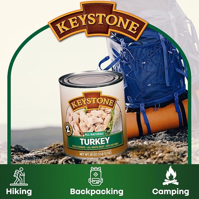 Keystone Meats All Natural Heat and Serve 5 Can Variety Pack (Beef, Chicken, Pork, Turkey, Ground Beef) Fully Cooked, Ready to Eat Canned Meat for Everyday Meals, Emergency, Camping, Pantry Staple 5 Years Shelf Life 28oz Each Made in USA