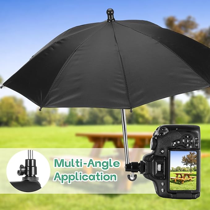 PATIKIL Camera Umbrella, 2 Pack 20 Inch Sunshade Camera Hot Shoe Umbrella Protector Waterproof Rain Cover Protector for Nikon, Silver