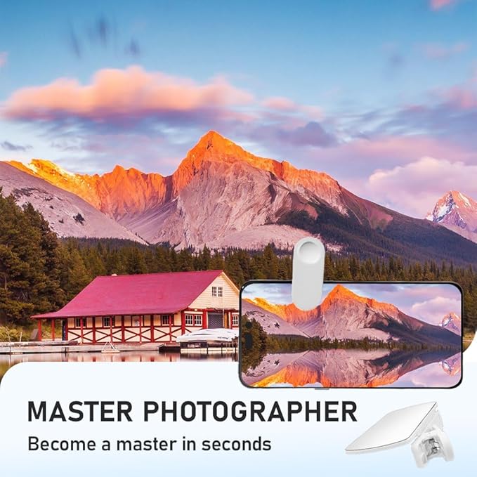 Mirror Reflection for iPhone, Smartphone Camera Mirror Reflection Clip Kit, HD Glass Mirrors for Phone to Use Back Camera, Portable Mirrors for iPhone Back Cameras Photography (Black)