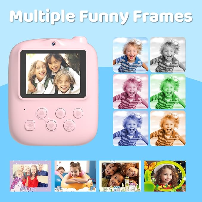 Kids Instant Print Camera 2025, 32GB Memory, Dual Lens with 2.4-Inch Screen and 1080p HD, Nice Gift for Boys and Girls Ages 4-13, Ideal for Toddlers and Teenagers