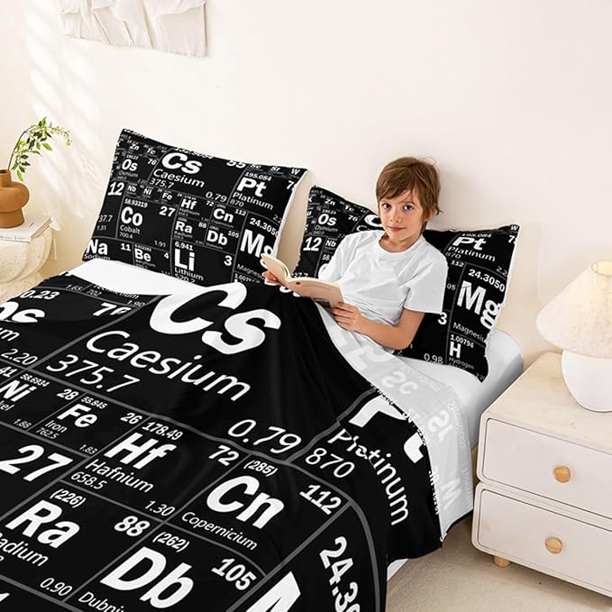 Erosebridal Chemical Periodic Table Bed Sheets Set Queen for Boys Girls Teens Science Students School Educational Dorm Room Decor Sheet Set, Science Theme Sheets Chemical Subject Theme Fitted Sheet