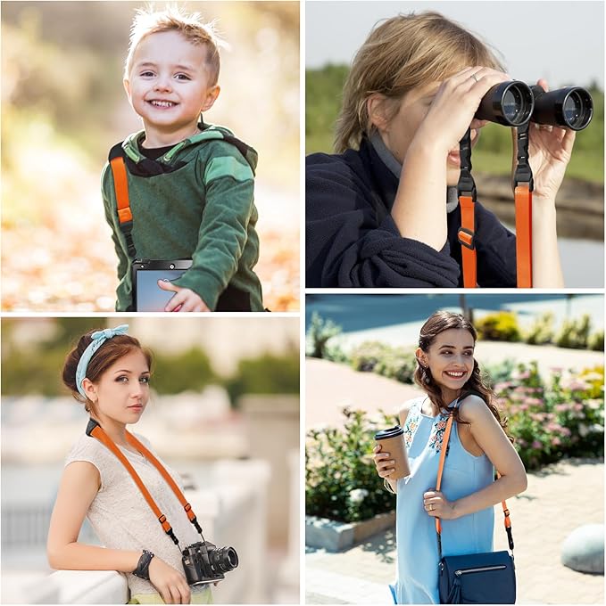 Universal Shoulder Strap, Neoprene Padded Bag Strap with Double Adjustable Buckles, Comfortable Neck Lanyard for Camera, Cellphone Tablet,iPad, Laptop, Binocular, Luggage Bag(Orange)