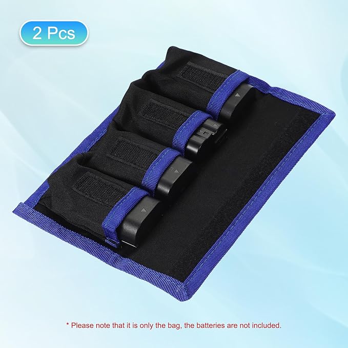PATIKIL Camera Battery Pouch Cases, 4 Pocket Nylon DSLR Battery Case Holder Storage Bag for AAA, LP-E6, LP-E8, NP-FW50, EN-EL14, EN-EL15 Batteries (Blue)