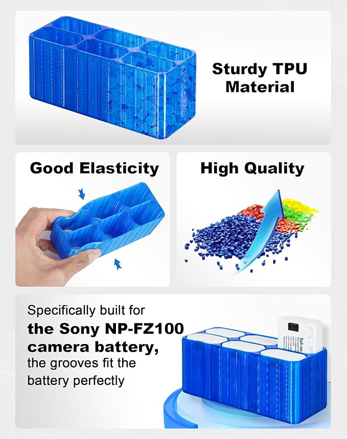Selens TPU Air Bladder NP-FZ100 Camera Battery Case Bag Box for Sony NP-FZ100 Battery (Blue 6 Sections)
