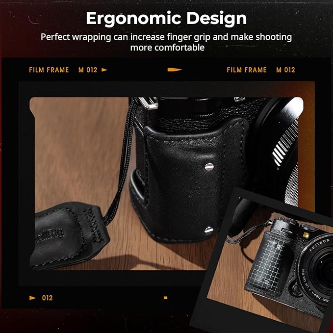 SMALLRIG X-M5 Leather Half Case Kit for FUJIFILM X-M5, Including Leather Half Case, Wrist Strap, Genuine Leather Material, Portable and Protecting (Black) - 4879