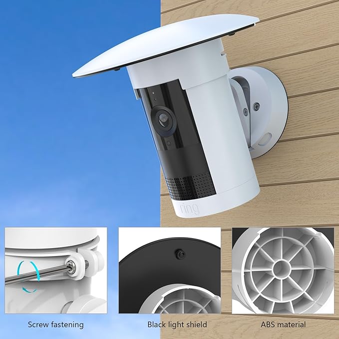 HOLACA Sun Rain Shade Camera Cover for R-ing Outdoor Camera Plus, Camera Shield Protective Case for Resistant UV, Easy to Install (White)