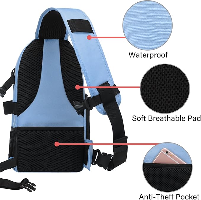 MOSISO Camera Sling Bag, DSLR/SLR/Mirrorless Camera Case Shockproof Photography Camera Backpack with Tripod Holder & Removable Modular Inserts Compatible with Canon/Nikon/Sony/Fuji, Cerulean Blue