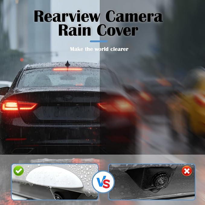 Car Reverse Camera Rain Shield - Wide Design Silicone Cover, Anti-Rain Protection for Clear Rear View