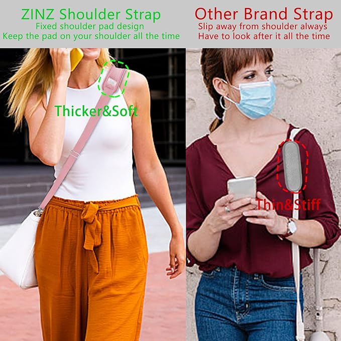 ZINZ 79 inch Shoulder Strap, Extra-thick Fixed Cushion Pad and Dual Clasps Universal Replacement Strap with Metal Swivel Hooks for Laptop Bags, Luggage Bags, Camera, Crossbody (200cm,Pink)