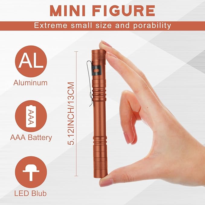 Hortsun 10 Pcs Mini Flashlight Bulk LED Pen with Pocket Small Flashlight with Clip for Outdoor Father's Day Gift for Men(5.12 Inch,Bright Color)