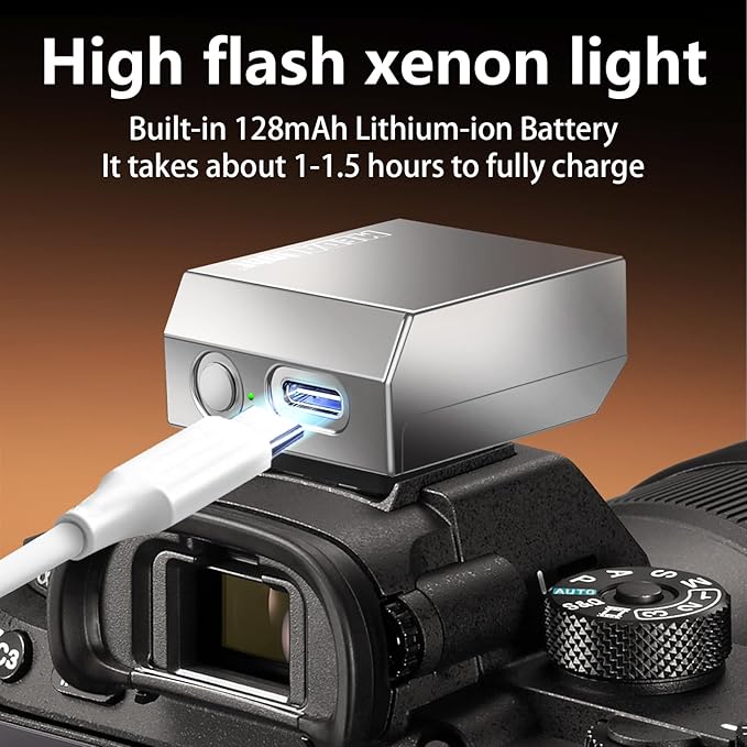 New Aluminum F1s Mini Camera Flash for Ricoh GR3/GR3X/Fuji/Sony ZV1/Nikon/Canon/Olympus/Digital Film Cameras,Portable Hot Shoe Speedlite for DSLR Camera(Silver)