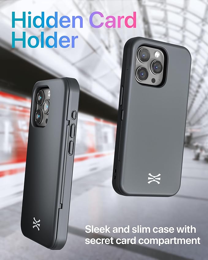 TORU for iPhone 15 Pro Wallet Case with Card Holder, Hidden ID Credit Card Slot Flip Kickstand, Slim Fit Shockproof Heavy Duty Phone Cover with Strap - Black