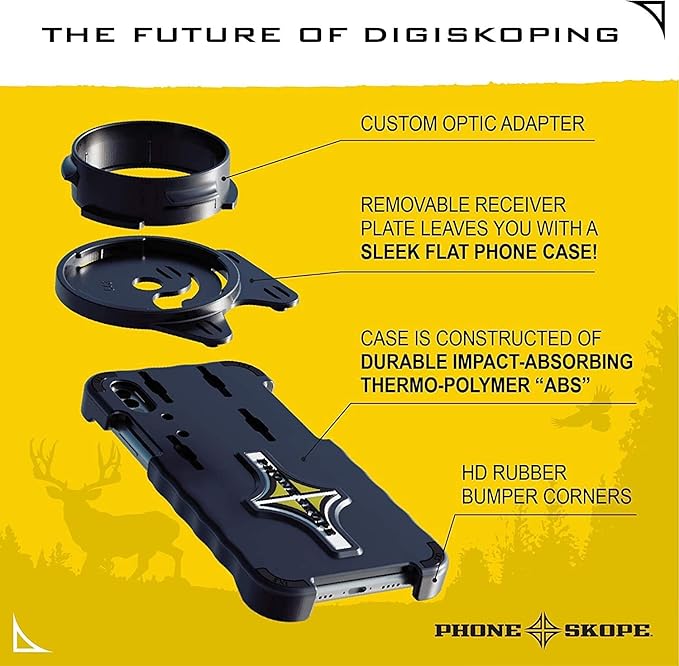 Phone Skope Complete Digiscoping Kit: Ideal Scope Camera for Hunting/Birding/Stargazing - Phone Scope Adapter Kit Includes Phone Scope Mount Case, Eyepiece Adapter, Lens Cloth - Fits Most Smartphones
