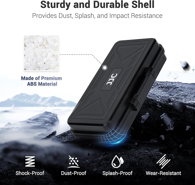 JJC Camera Battery SD Card Case for 3 Camera Batteries, 6 SD/5 CFexpress Type A/6 CFexpress Type B or XQD Cards, Water-Resistant & Shockproof DSLR Battery Holder for Canon LP-E6 Sony NP-FZ100