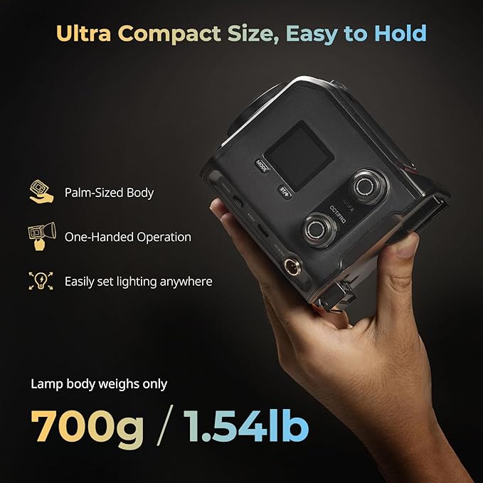 SmallRig RC 100B COB Video Light, 100W Bi-Color 2700K-6500K, Type-C PD Fast Charging, Built-in Battery Plate, with App Control for Photography, Photo Studio, Standard Version (Without Battery) 4893