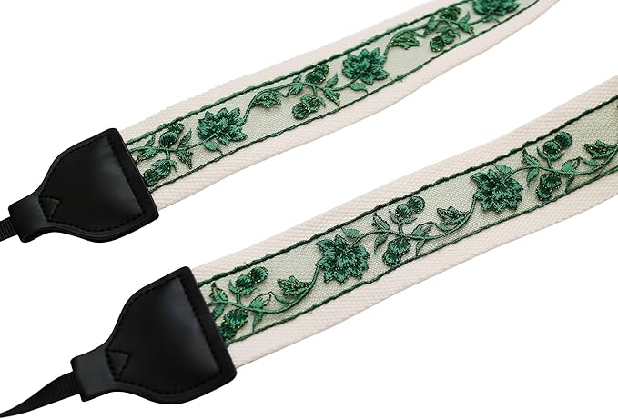 UNIKSTRAP Original Design Adjustable Camera Strap Green Lace, 2 Inch (5cm) Width, Fit for Canon Nikon Sony Interchangeable Lens Digital Camera/DSLR