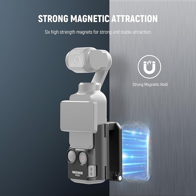 NEEWER Basics Magnetic Mount Stand Compatible with DJI Osmo Pocket 3 & Creator Combo, Multifunctional Accessories Expansion Adapter Bracket, 180° Tilt Plastic Camera Holder with Cleaning Cloth, AC015