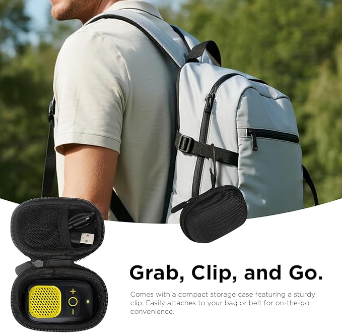 Wearable Bluetooth Speaker, 30H Working Time Clip-On Wireless Jobsite Pro Water-Resistant Portable Speaker, Built-in Mic for Hands-Free Music and Calls (Yellow)