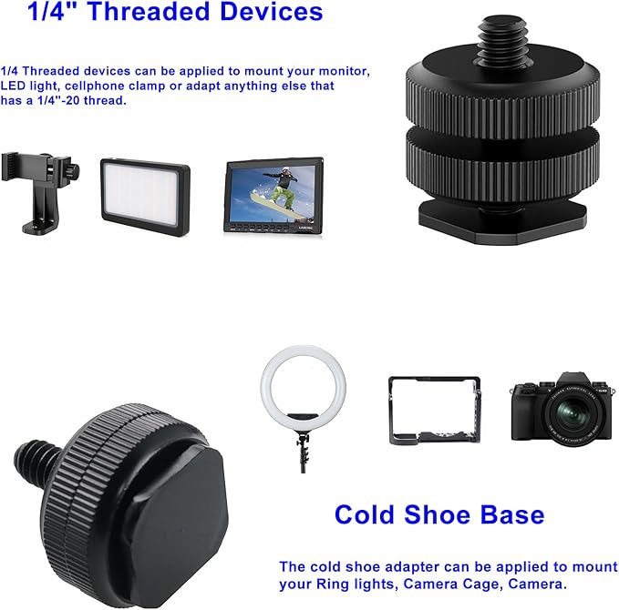 Camera Hot Shoe Mount(6 Pack) to 1/4"-20 Tripod Screw Adapter Flash Shoe Mount for DSLR Camera Rig
