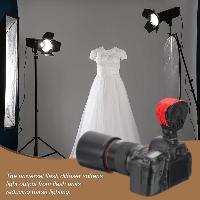 PATIKIL 3.5" x 2.4" Soft Mini Flash Diffuser Cap, 4 Pack Universal Elastic Flash Diffuser Cover for DSLR Camera Flashlight, White, Yellow, Red, Blue