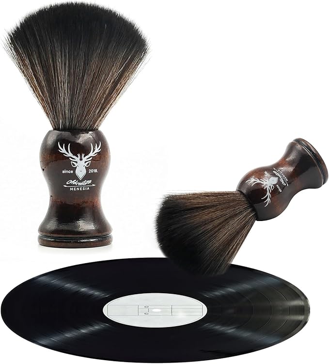 Small Vinyl Record Cleaner with Wooden Handle - Vinyl Record Brush for Anti-Static Cleaning Accessories (Brown Deer)