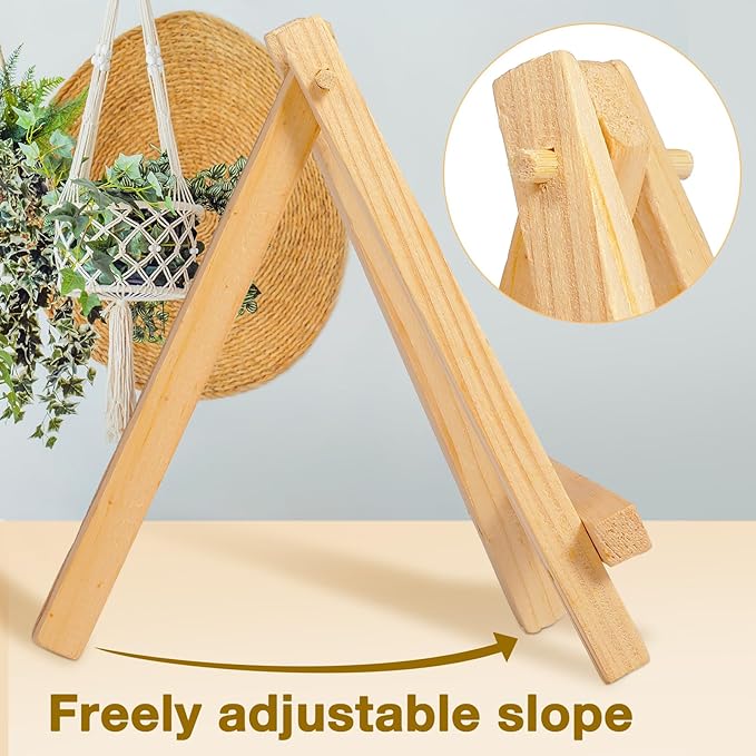 Mimorou 100 Pieces Mini Wood Easel Stands Small Wooden Canvas Easels Display Art Craft Tripod Painting Tabletop Holder for Artist Crafts, Business Cards, Photos, Gift(5 Inch)