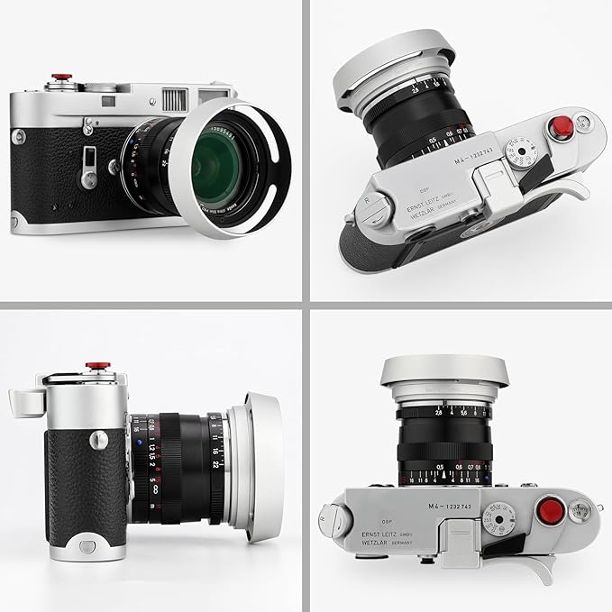 Haoge LH-ZV12 Round Metal Lens Hood Compatible with Carl Zeiss C Biogon T* 4.5/21 21mm f4.5 ZM, C Sonnar 1.5/50 50mm f1.5 ZM Lens Silver