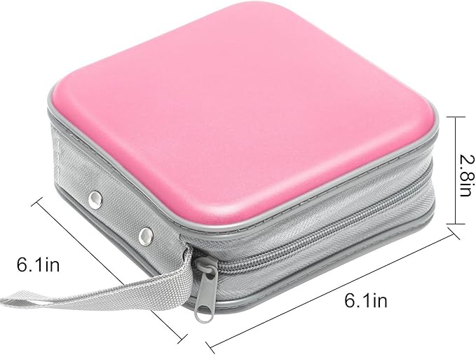 CD Case, 40 Capacity CD/DVD Case Holders Wallet Hard Plastic DVD Disc Cases Storage Binder for Car Home Office Travel (Pink)