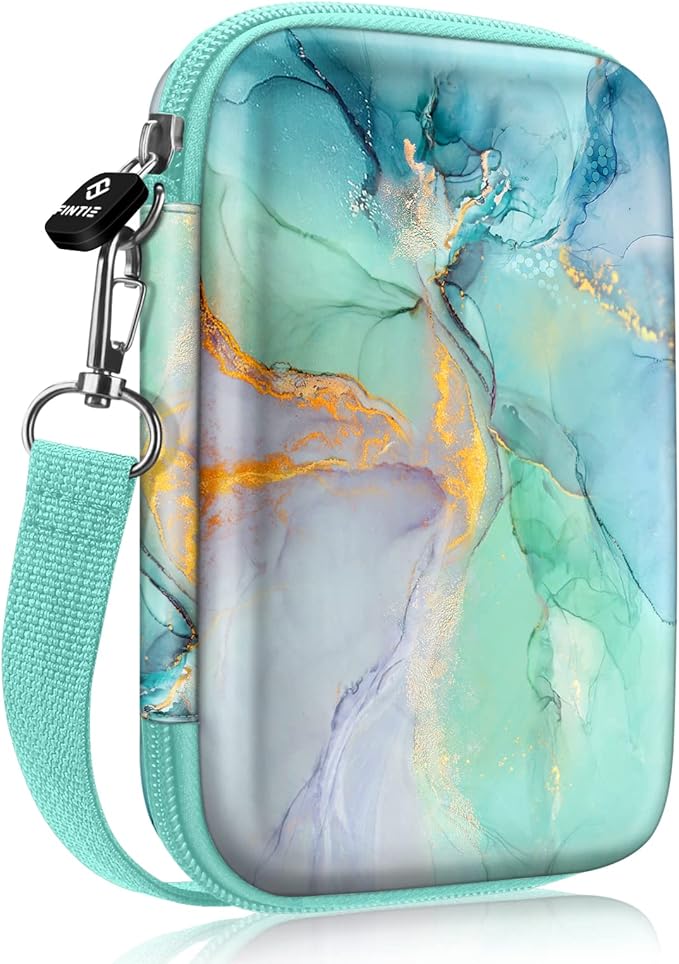 FINTIE Case for HP Sprocket Select/Sprocket Plus Smartphone Printer, Canon Ivy Mini/CLIQ 2/CLIQ+2 Instant Camera - Shockproof Hard Shell Carrying Case, Emerald Marble