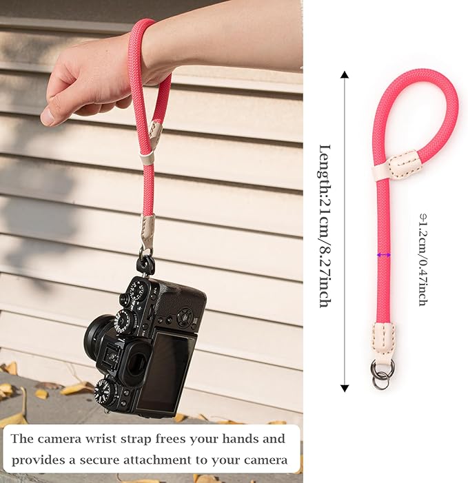 VOVMOEYA Rope Camera Wrist Strap for Sony Fujifilm Nikon Canon DSLR - Hand Strap - Pink