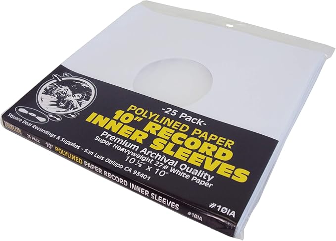 10" Premium Polylined Heavyweight Record Inner Sleeves - Archival Quality, Heavyweight Paper & Plastic #10IA (100)
