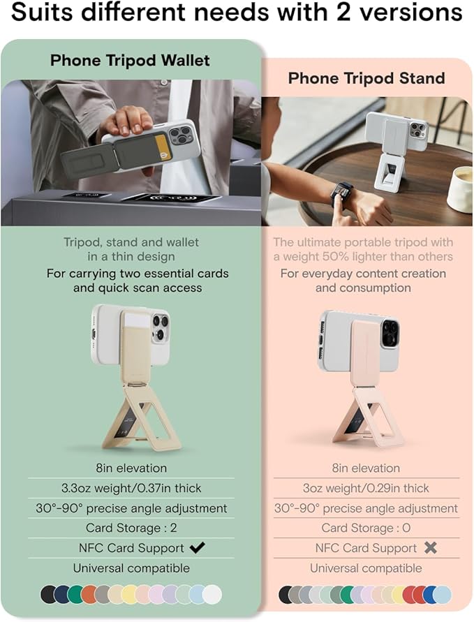 MOFT Phone Tripod Wallet for iPhone, Mulit-Angles, Lightweight Phone Stand, MOVAS Vegan Leather Magnetic Wallet, Strong Magnets, NFC Card Holder,Travel Essential, Panna Cotta (with Card Slot)