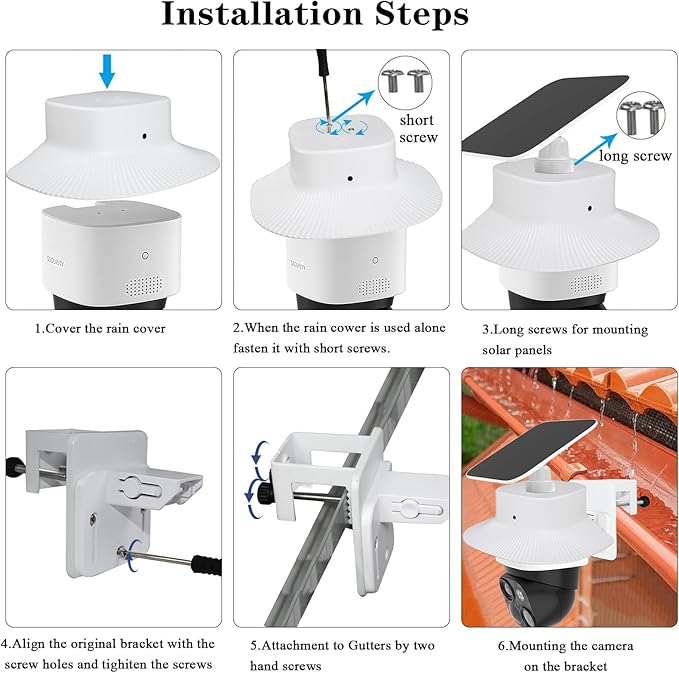 Gutter Mount Bracket and Rain Cover Compatible with Eufy Security SoloCam S340,Security Camera Accessories Camera Gutter Mount and Sun and Rain Shield for Outdoor(White)