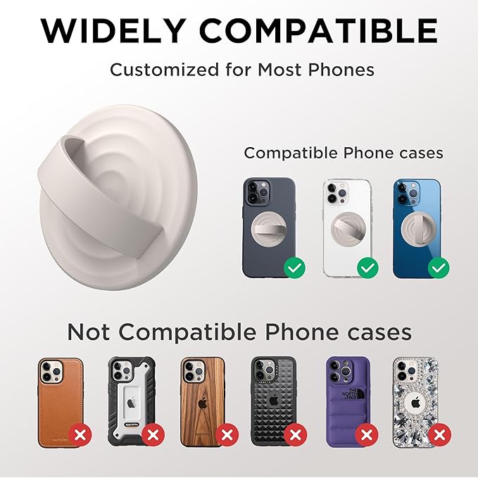 Magnetic Phone Grip Ring Holder, Liquid Silicone Magnet Cell Phone Grip Finger Loop, Compatible with Magsafe, Back of Phone for iPhone 17/16/15/14/13/12 Series, Stone