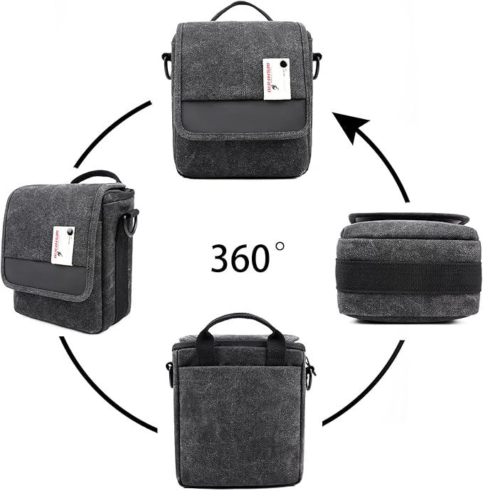 Besnfoto Mirrorless Camera Shoulder Bag Small Messenger Case Waist Bag Compatible for Canon (BlackH, Small)