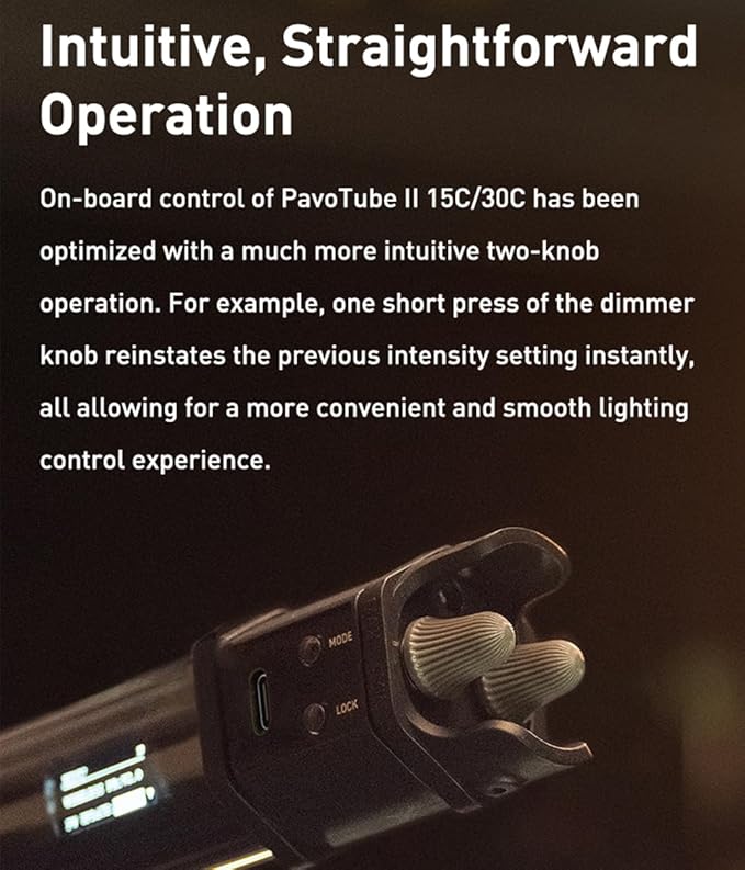 NANLITE PavoTube II 15C LED RGB Tube, 2.4G Bluetooth Smart Wireless Control, 2700K-7500K (G/M±150) Ultra-Wide Color Gamut, 30W Portable Handheld Photography Lighting Stick