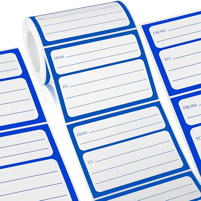 250 Pieces 3 x 4 Inch from/to Address Mailing Labels Self Adhesive Mailing Labels Stickers Return Postage Address for Package School, Home, Office (Blue)