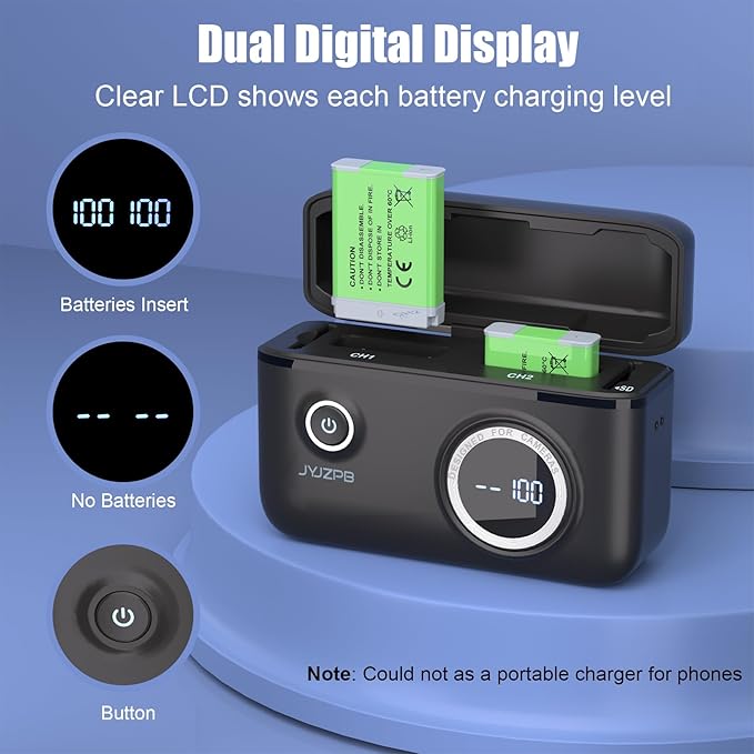 JYJZPB Upgraded Battery Fast Charger Case for Canon NB-13L Battery, with Two Pack NB-13L Batteries Fit for Canon PowerShot G7 X, G7 X Mark II, SX720 HS, SX730 HS, SX740 HS Cameras