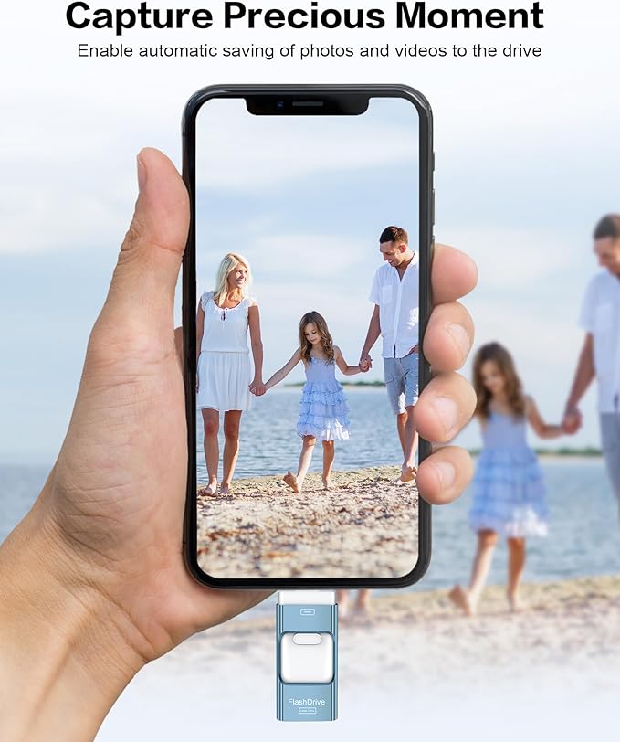 128GB Flash Drive for iPhone Photo Stick,Thumb Drive USB Stick High Speed Transfer USB Drives External Picture Video Storage Memory Expansion for iPhone/iPad/PC (Blue)