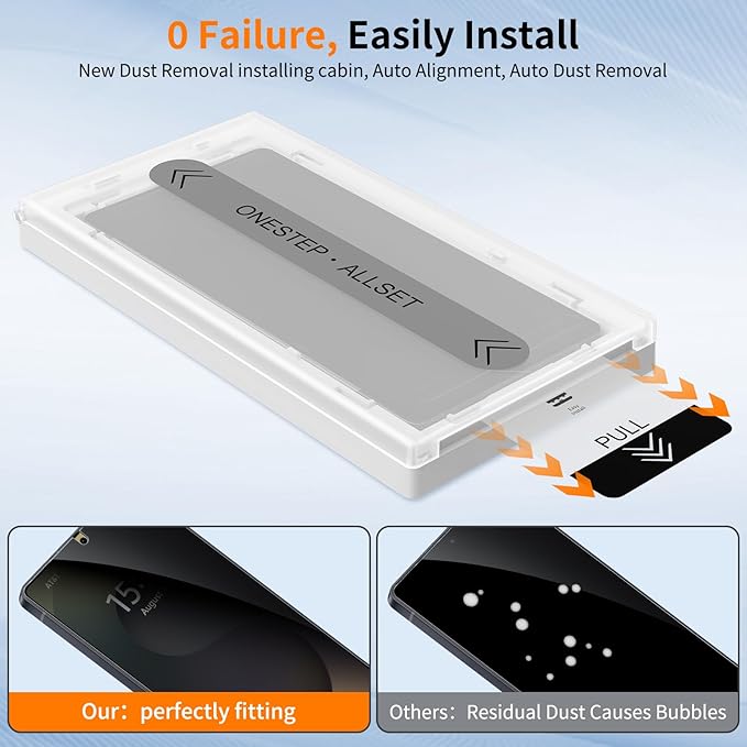 posidentists 2 Pack Privacy Screen Protector for Galaxy S25 Ultra【6.9" 】 with Auto-Alignment Kit, Auto Dust,9H+ Military Grade Shatterproof, iPhone Air Anti-Spy Tempered Glass Film,Case Friendly