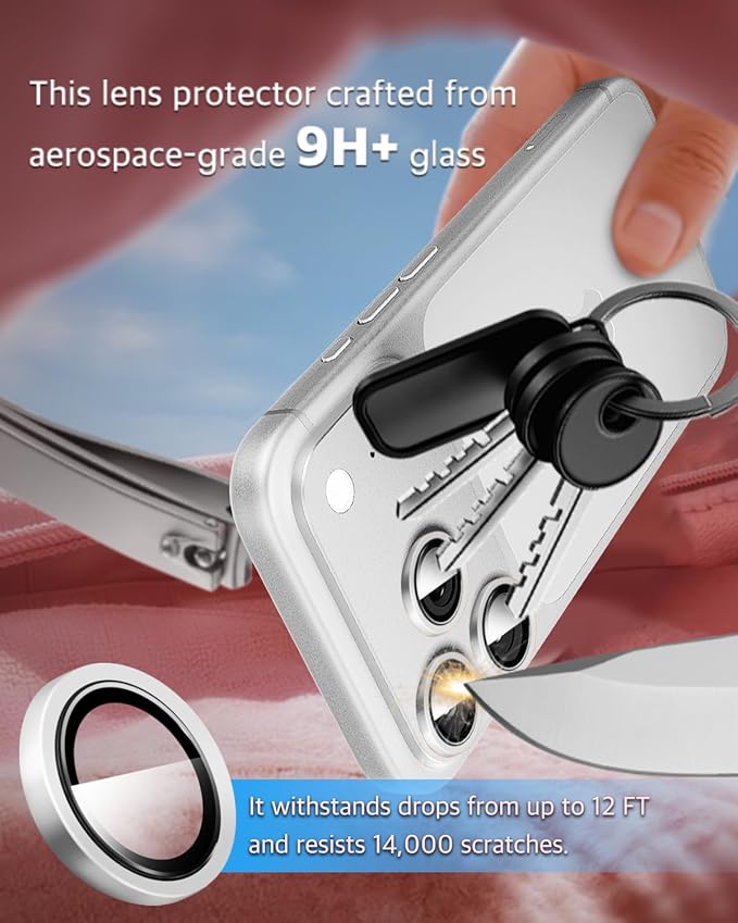 Compatible with iPhone 17 Pro Max/17 Pro Camera Lens Protector-1:1 Invisible Fit,Ultra Clarity,Military-Grade 11H+ Aerospace Glass,Anti-Scratch & Easy Installation-Silver