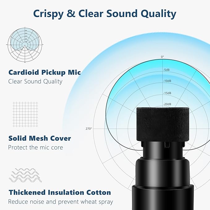 Bietrun Wireless Microphone with Echo/Treble/Bass, UHF 160ft Range, Dual UHF Cordless Dynamic Mic Handheld Microphone System for Home Karaoke, Meeting, Party, Wedding(Receiver with Bluetooth)