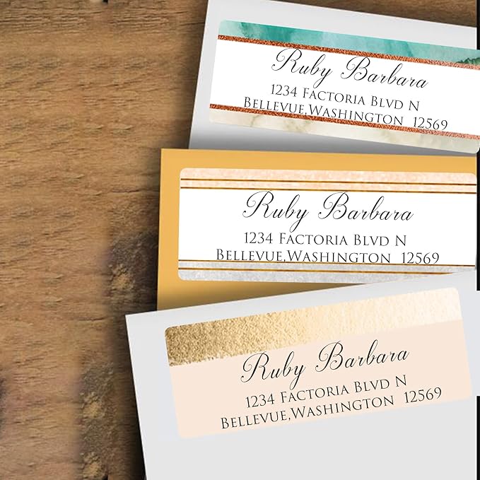 LINMAGCO Personalized Return Address Labels Gold 500 Pcs Mail Labels for Envelopes Weddings Self Adhesive Rectangle Elegant Name Stickers……