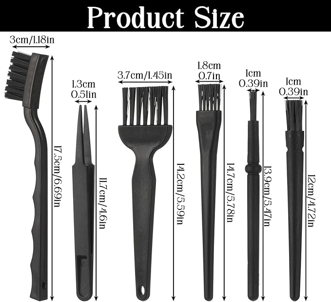 6 Pack Small Cleaning Brush Set Anti Static Small Cleaning Brushes for Tight Spaces, Electronics, Computer Keyboards, Laptops, Sewing Machines, and More