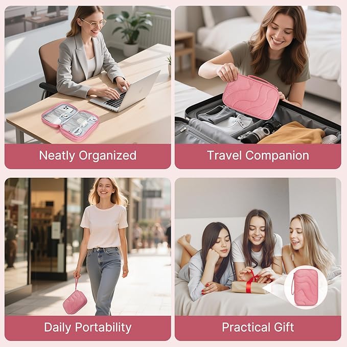Skycase Tech Pouch - Lightweight Electronics Organizer Travel Case, Double Layers Cable Organizer, All-in-One Storage Bag for Charger, Cord, Phone, Flash Drive, Accessories